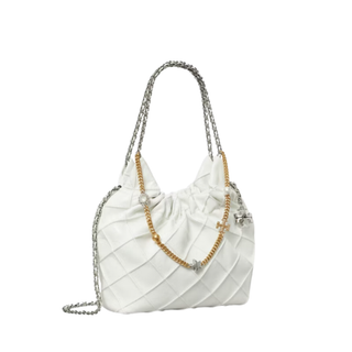 Tory Burch - Fleming Distressed Mini Hobo Bag in Blanc