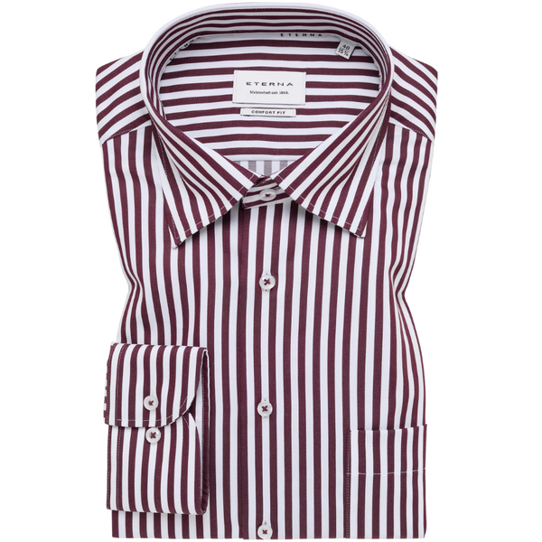 eterna dress shirts Eterna Modern Fit Luxury Dress Shirt in Blue-White Banker Stripe   Boardroom Clothing Company