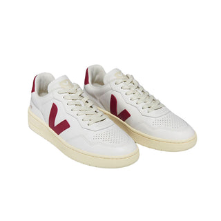 Veja - Leather White Marsala (Women)