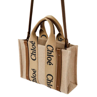 Chloe - Small Woody tote bag in linen