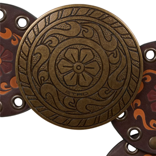 Etro - Leather Belt with Print and Studs