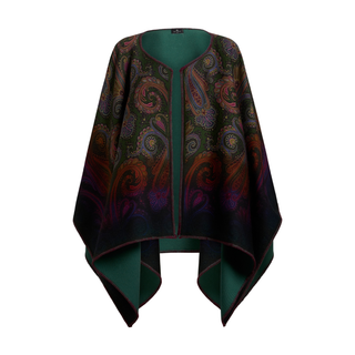 Etro - Reversible Wool Cape with Degradé Paisley Motif