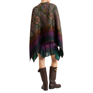 Etro - Reversible Wool Cape with Degradé Paisley Motif