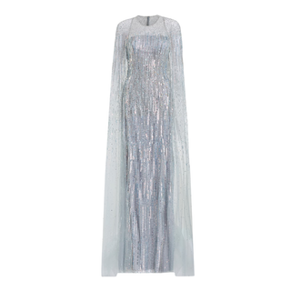 Cosmic Dust Embellished Cape Illusion Gown