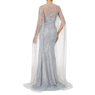 Cosmic Dust Embellished Cape Illusion Gown