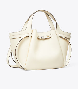 Tory Burch - Romy Pebbled Satchel Light Cream